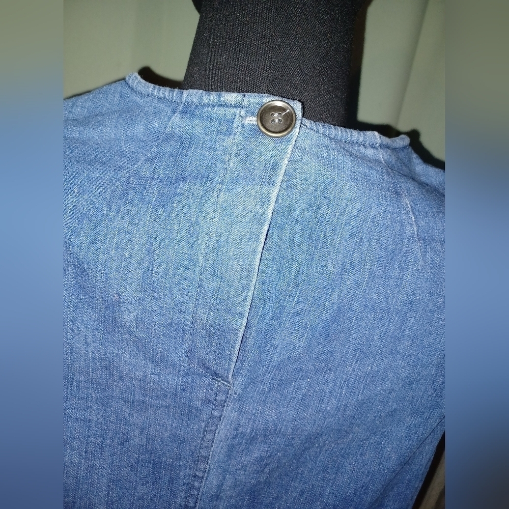 Hope and Harlow Light Blue Denim Fringe Frayed Dress - Picture 4 of 7